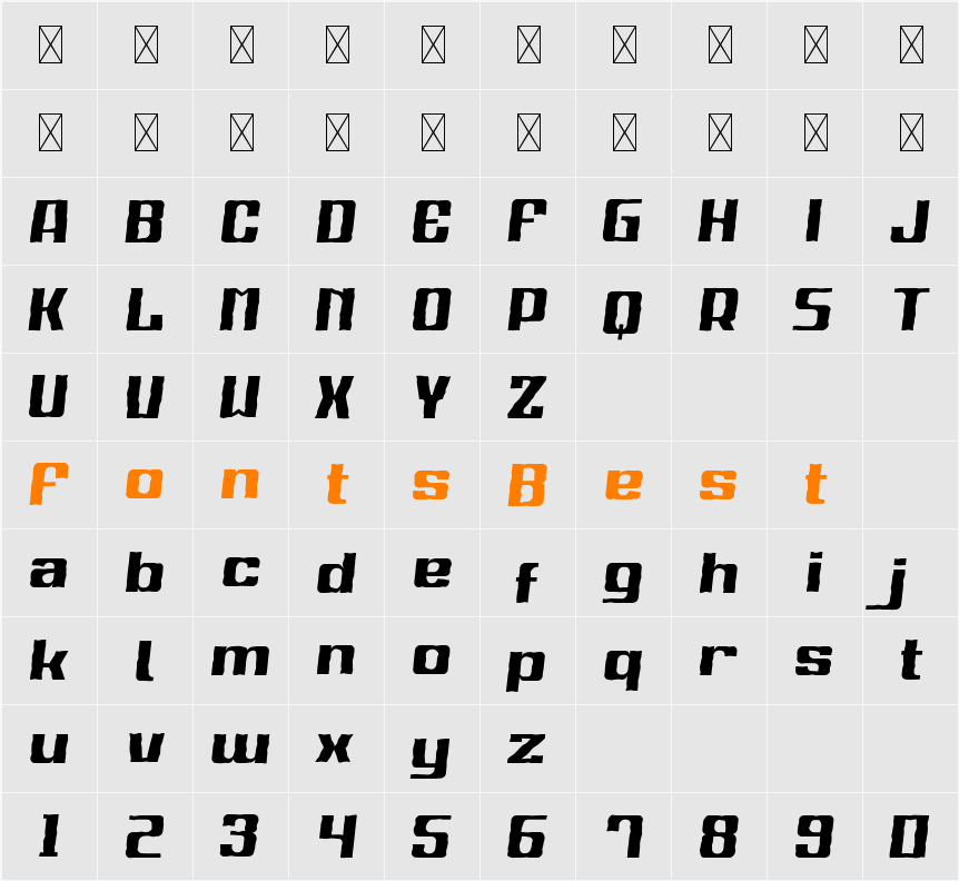 Sport Gazenox Brush Character Map