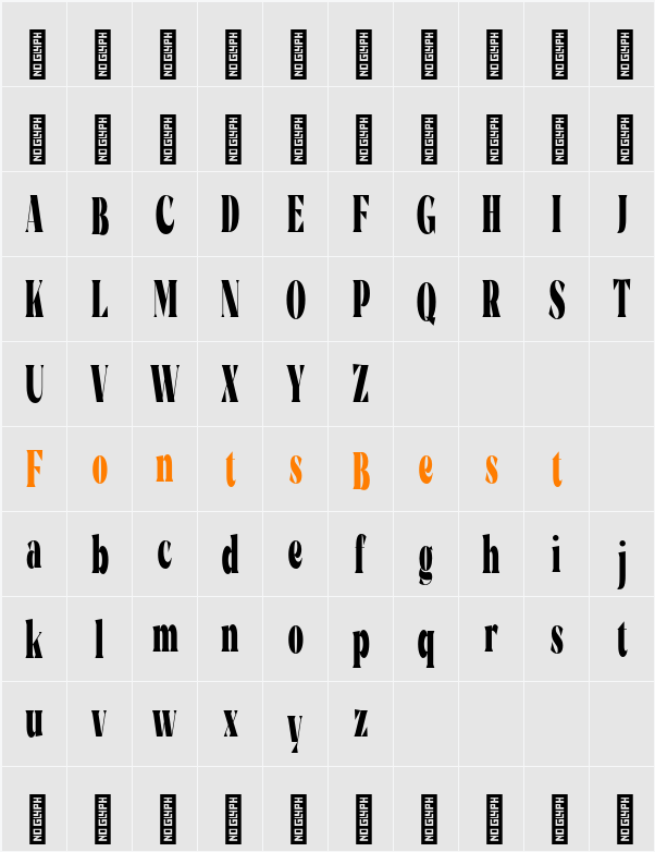 Rigam Extra Condensed Character Map
