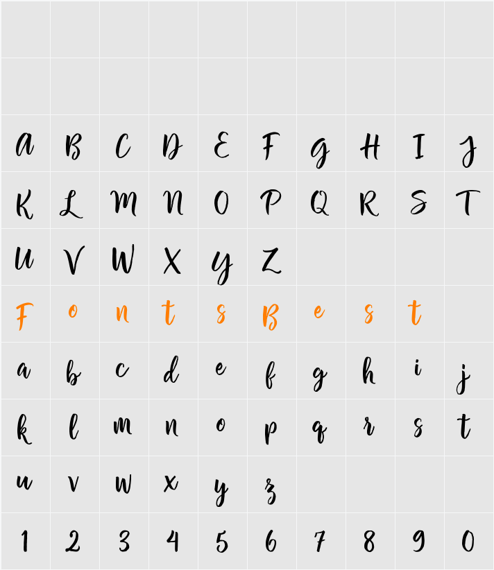 Chamelia Script Character Map