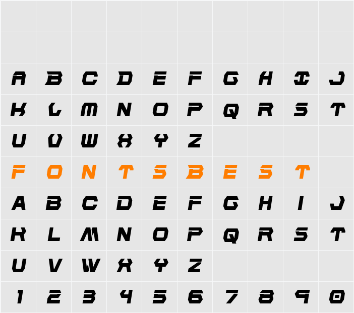 New Cyborg Condensed Semi-Ital Character Map