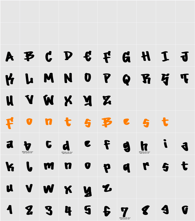 Blustreet Character Map