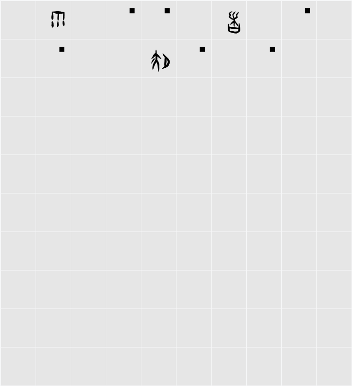 白舟甲骨 Character Map