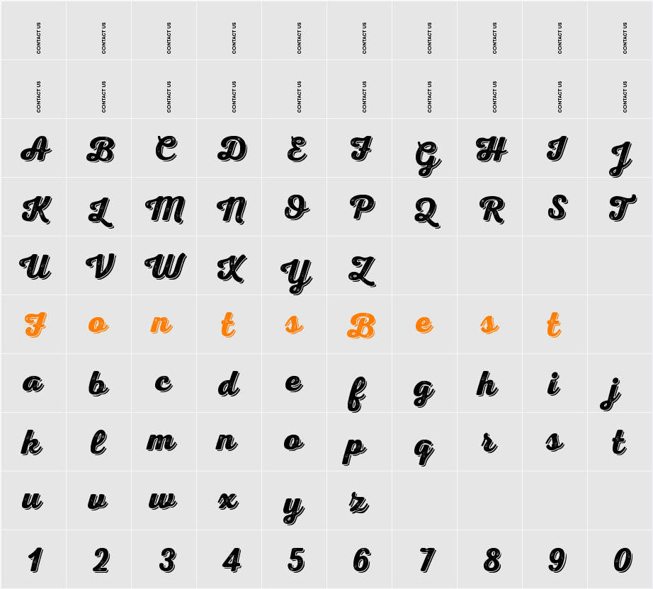 Nexa Rust Script B-Trial Shadow 2 Character Map