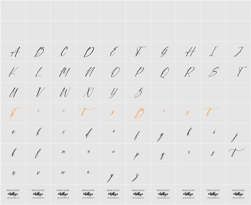 Sweet Jasmine Personal Use Character Map