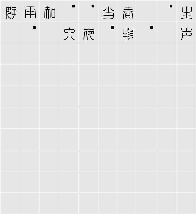 白舟篆書教漢 Character Map
