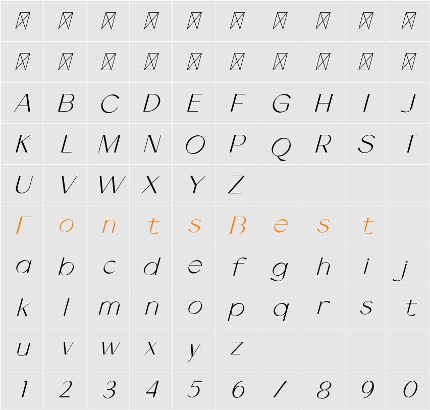 Leronine Character Map