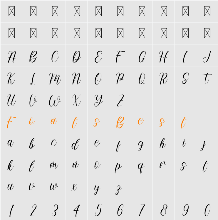 Verlin Character Map