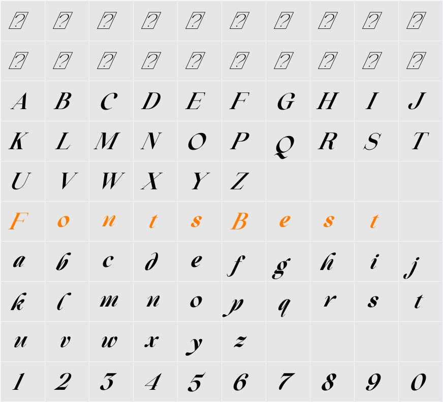 Beautiful Comethrue Bold Condensed Character Map