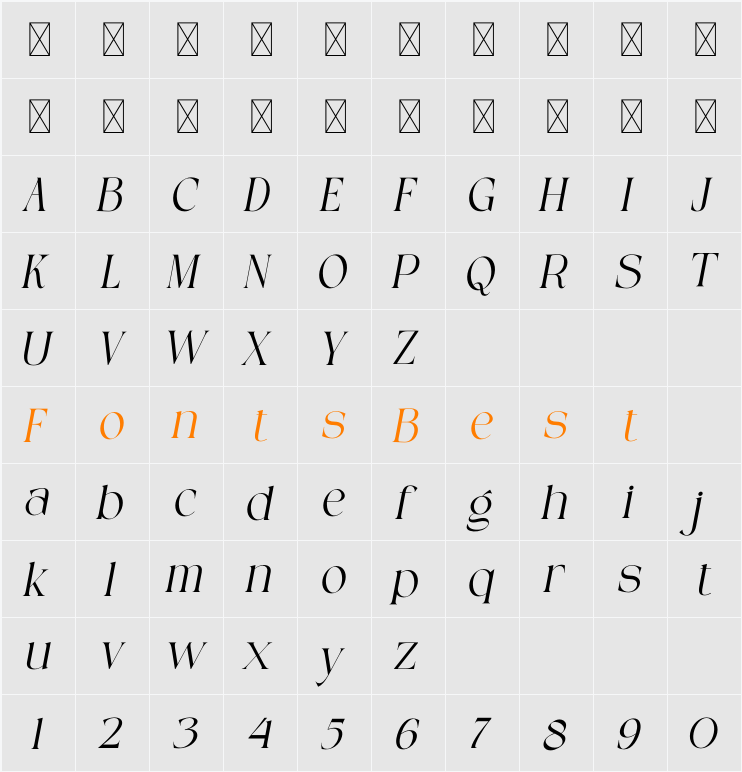 GLORYSE Character Map
