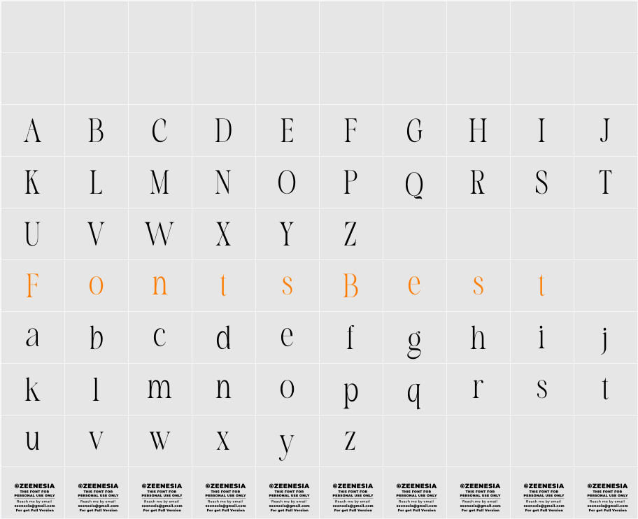 More Bright Personal Use Only Character Map