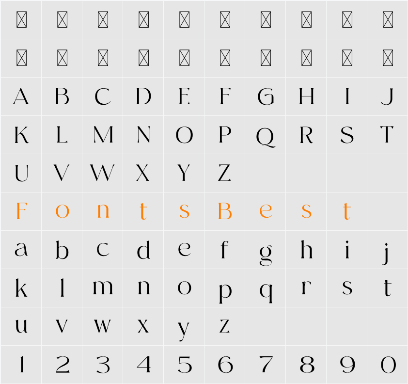 Hastina  Free Font Character Map