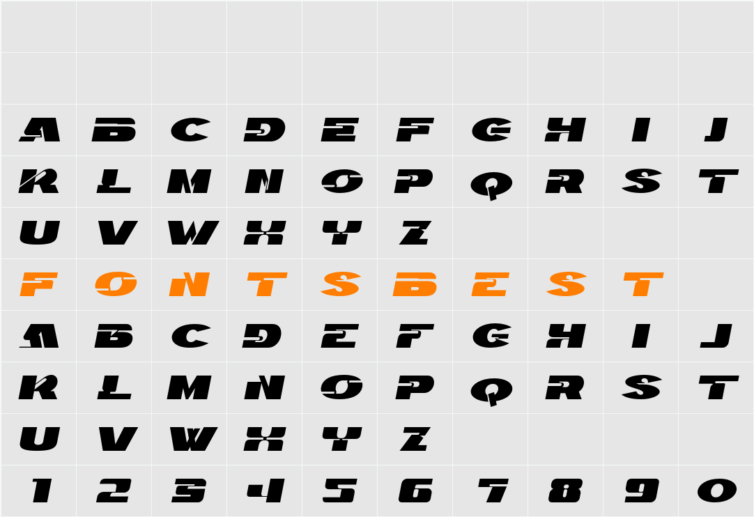 Roadways Oblique Character Map