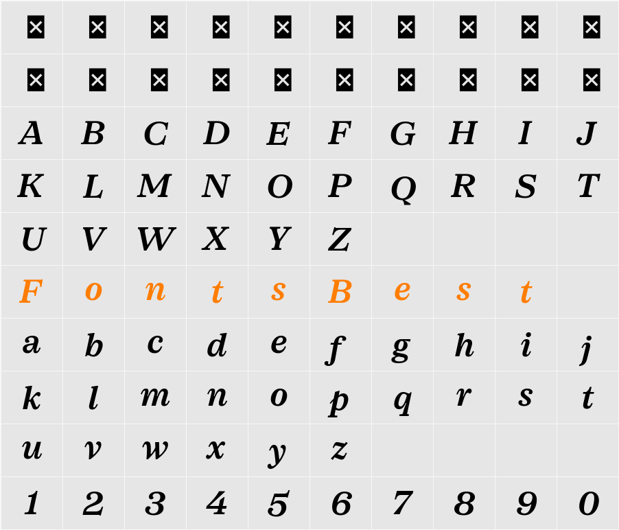 SFT Schrifted Serif TRIAL T T DemiBd Character Map