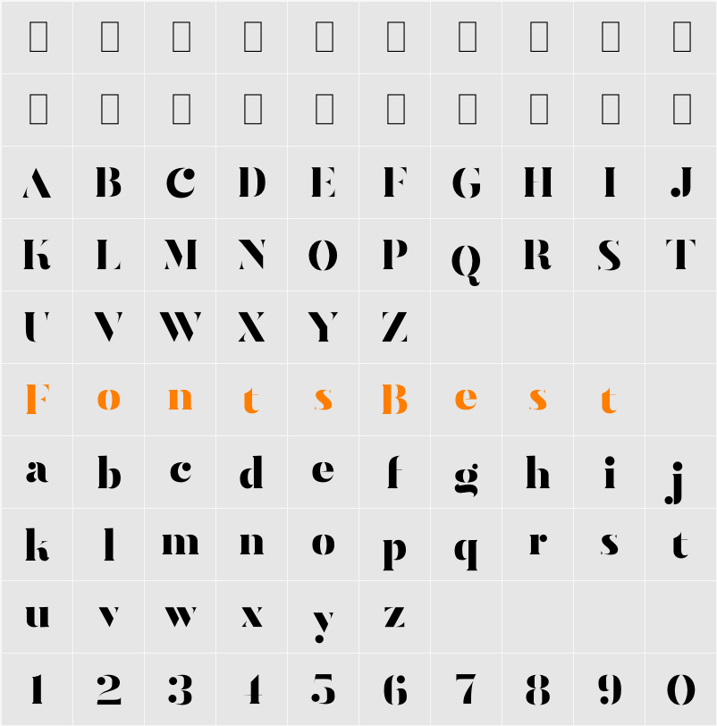 Amgra Character Map