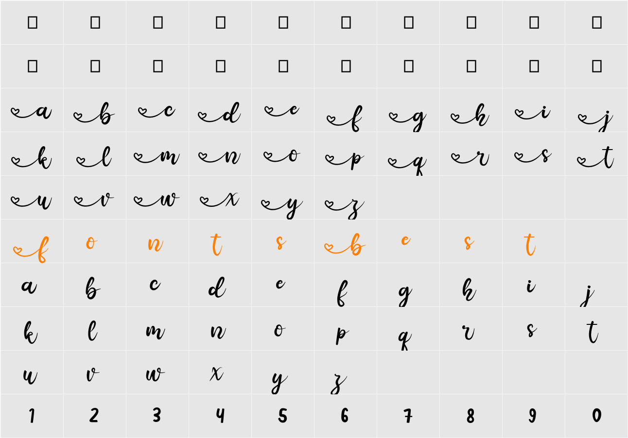 Afilia Character Map