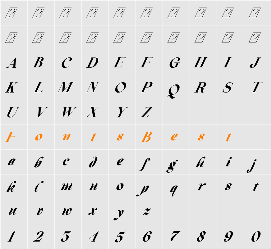 Beautiful Comethrue Ultra Bold Condensed Character Map