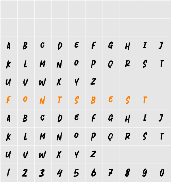 Crushky Brush Character Map