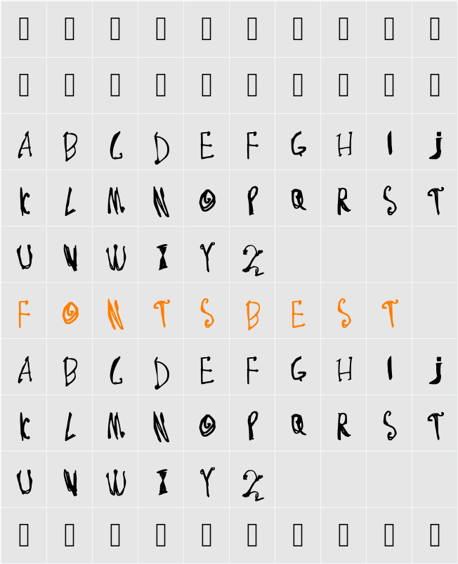 Durink Character Map