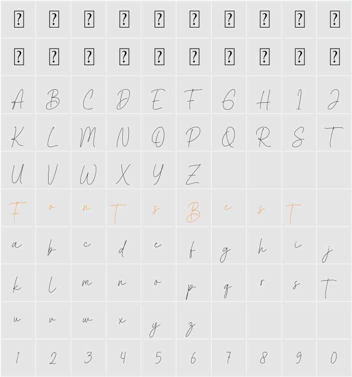 Shine Brightly Character Map
