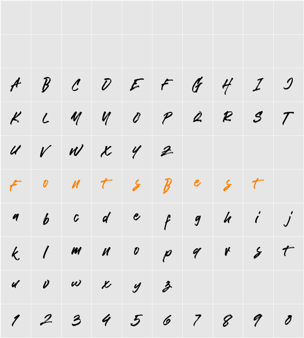 Helttox Brush Character Map