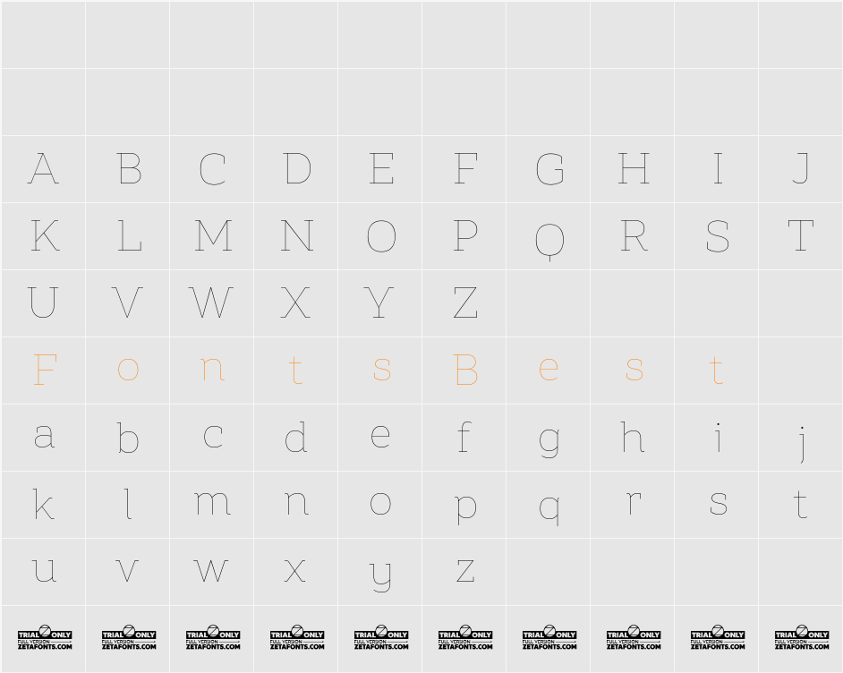 Amazing Slab Trial Thin Character Map
