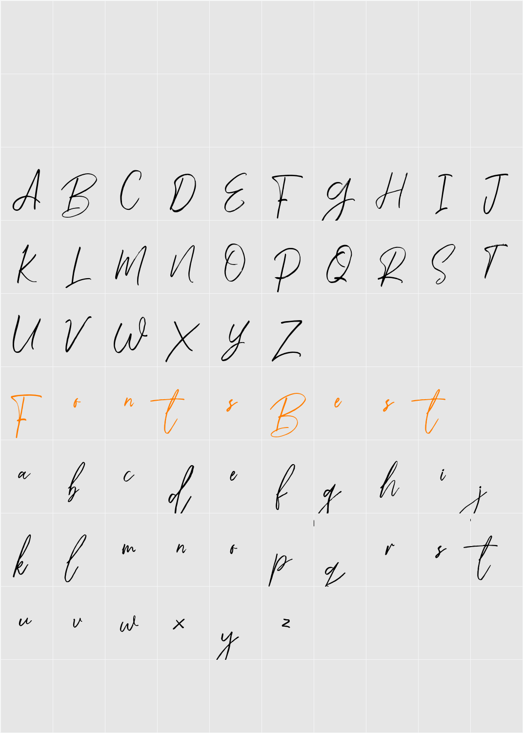 Riclose Script Character Map