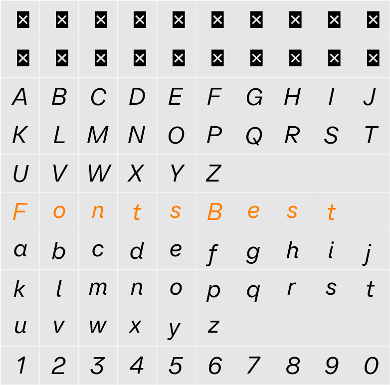 SFT Ritam Sans TRIAL Character Map