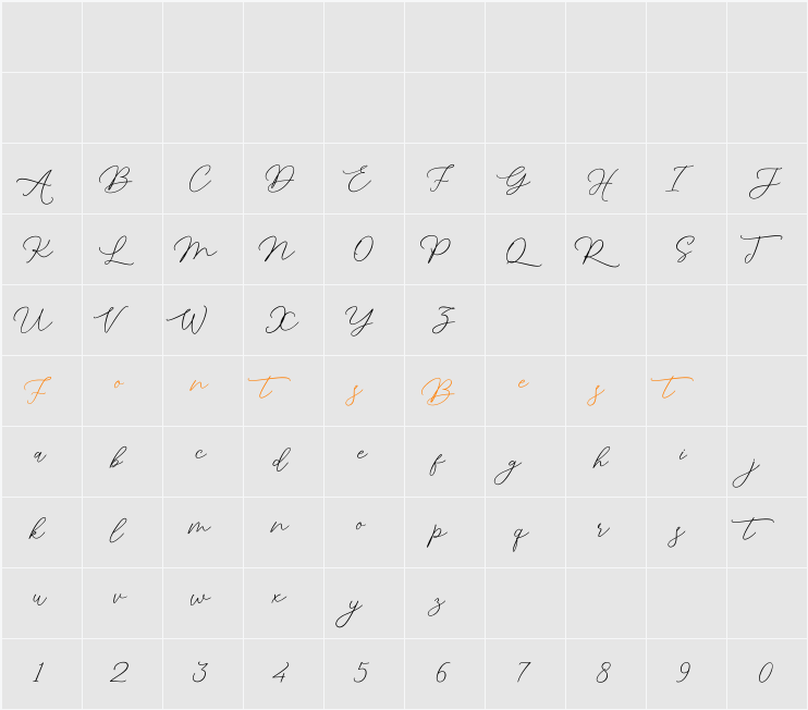 Amstonish Character Map