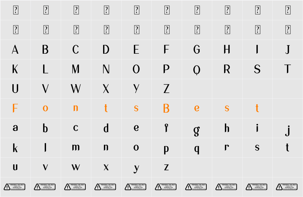 Copacovie PERSONAL USE ONLY! Character Map