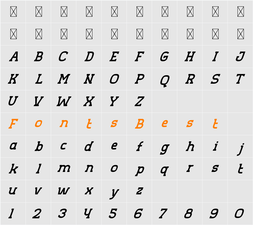 Aero Sans Semibold Slant Character Map
