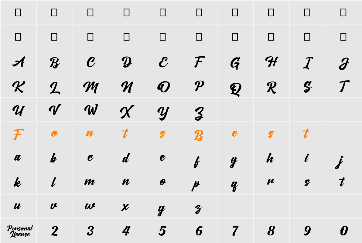 Versatile Letters Demo Character Map
