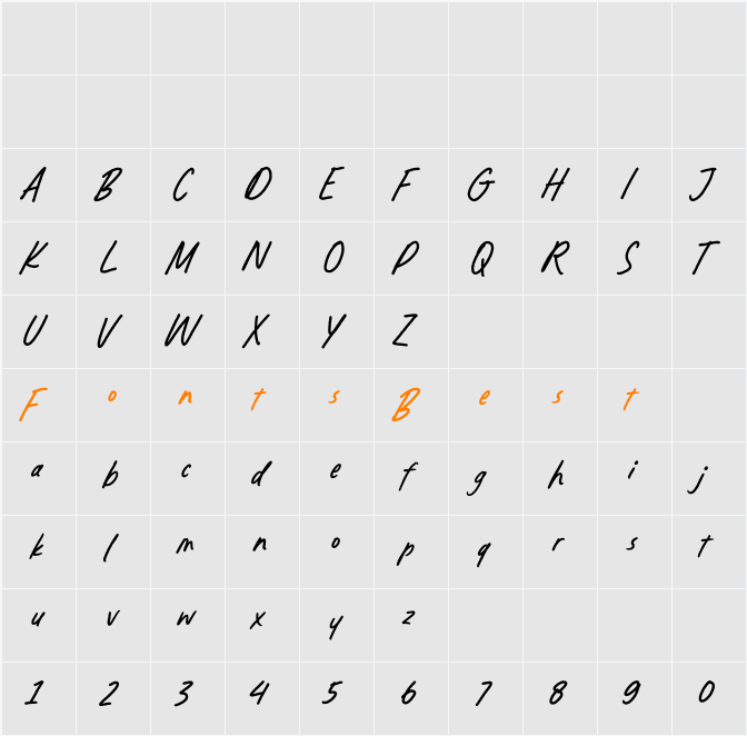 Explorebrush Character Map