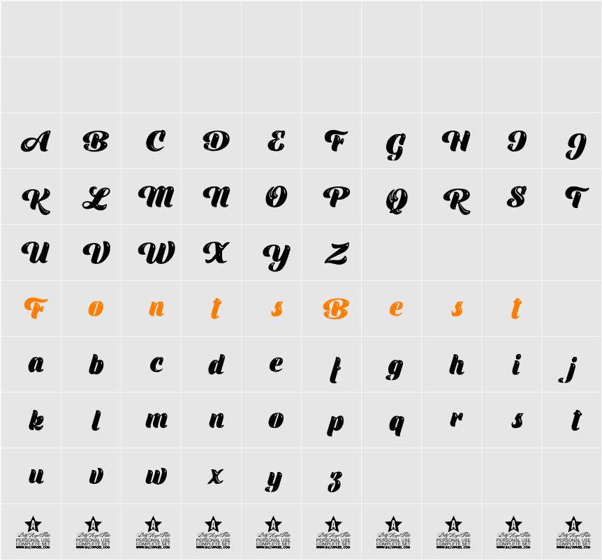 Air Travelers Personal Use Character Map
