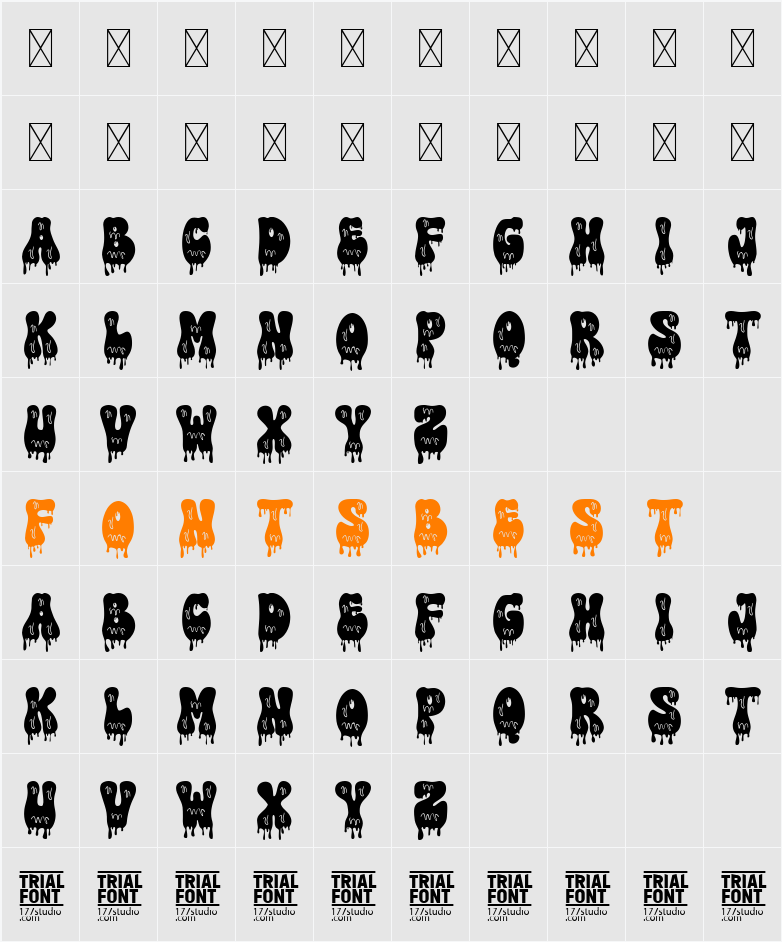 Rainbow Dripping Demo Character Map