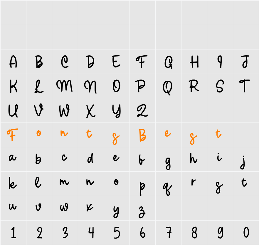 Redbell Character Map