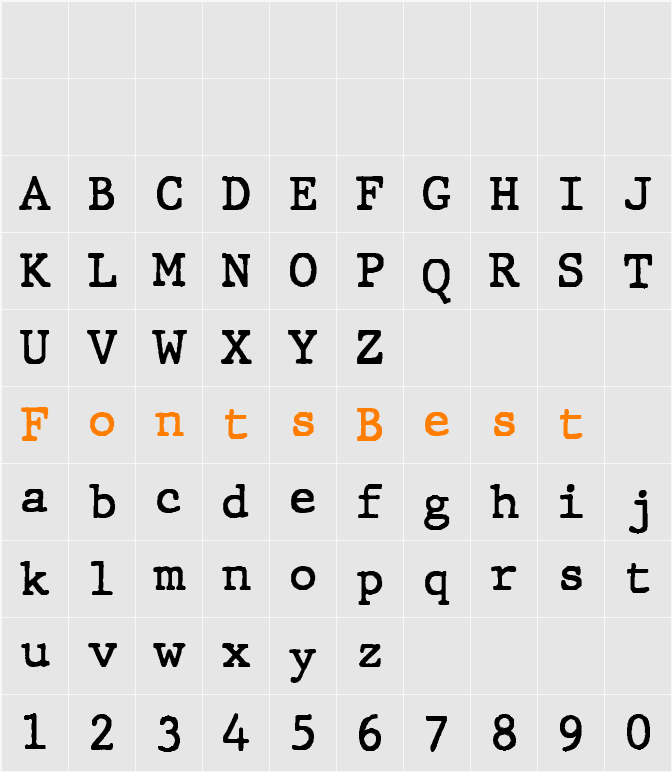 JMH Typewriter Character Map