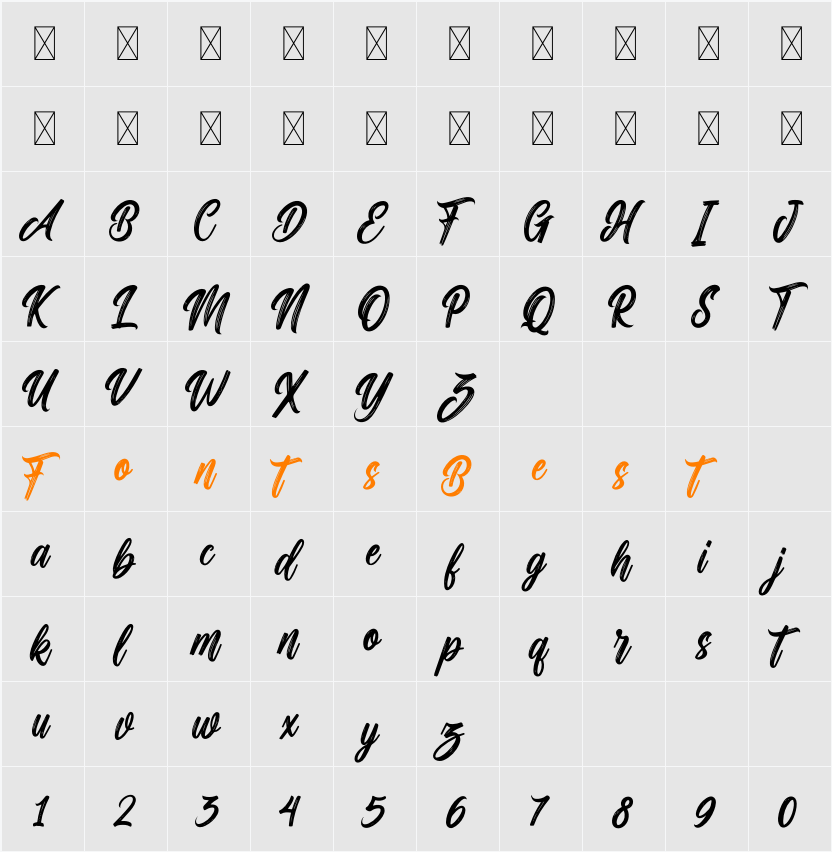 Milestone Brush Character Map