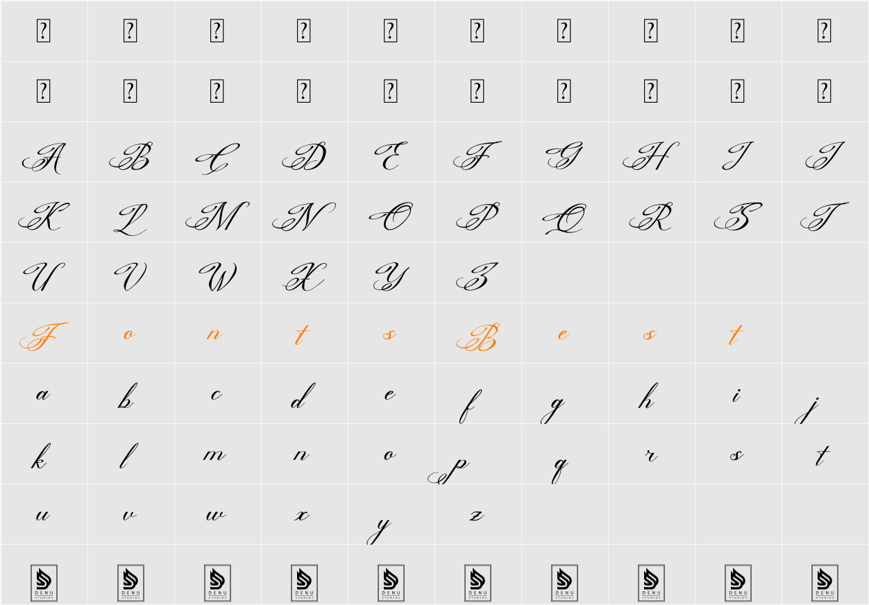 Bittenong Cenduin Character Map