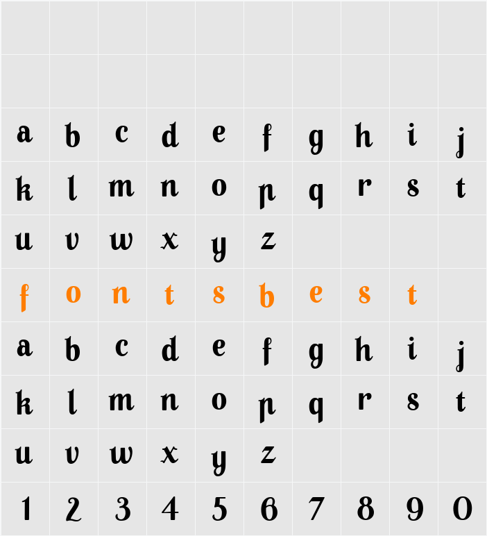 A Pompadour Display Sample Character Map