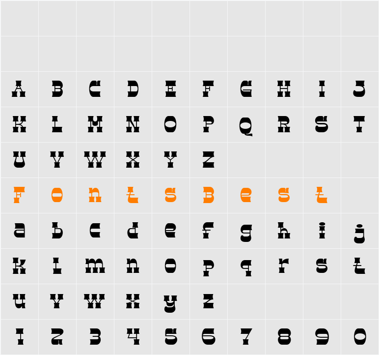 Browney Character Map