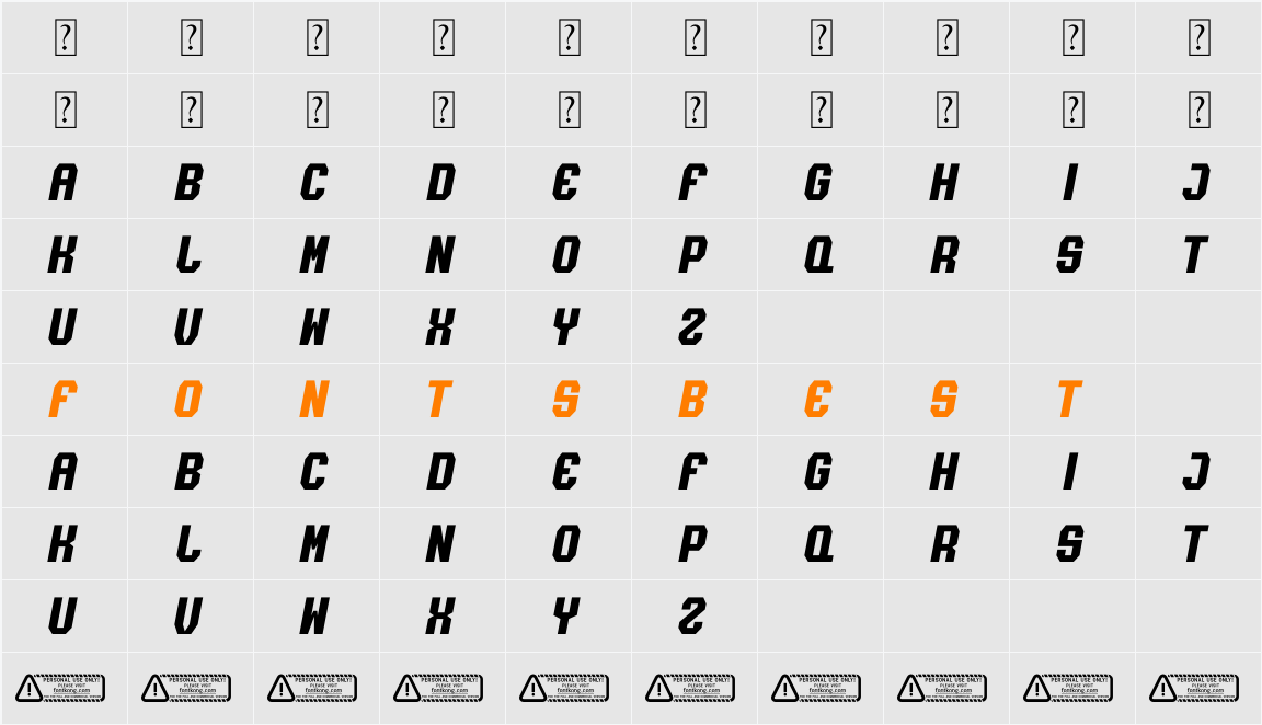 United PERSONAL USE ONLY! Character Map