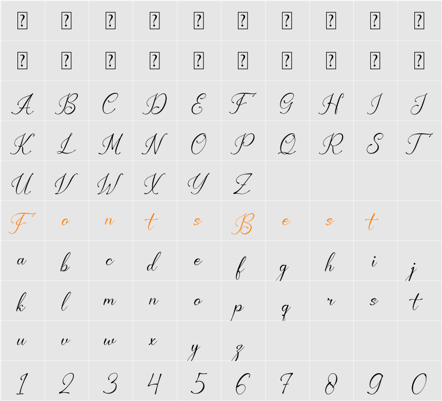 Berthaleya Ferbonitze Character Map