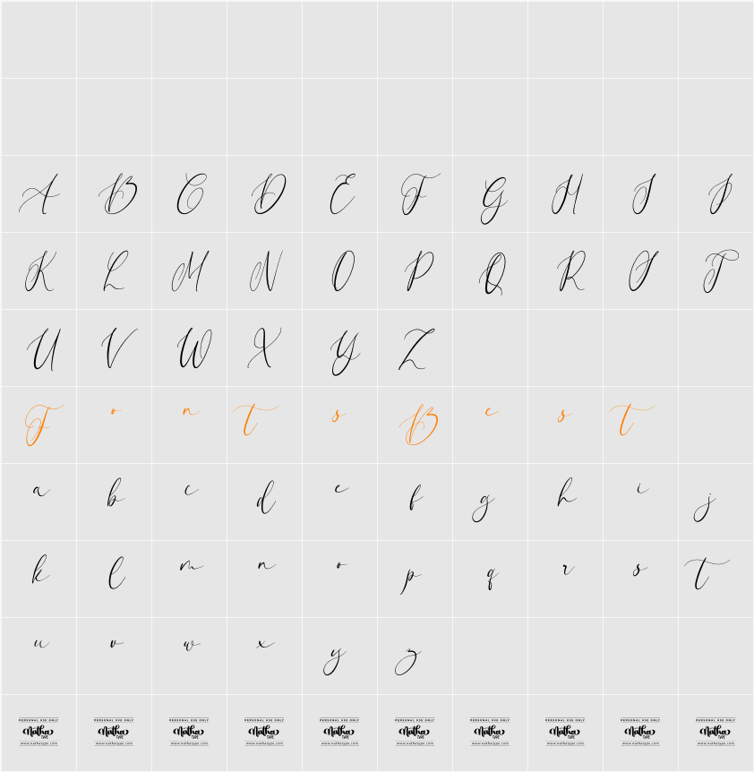 Fustier Personal Use Character Map