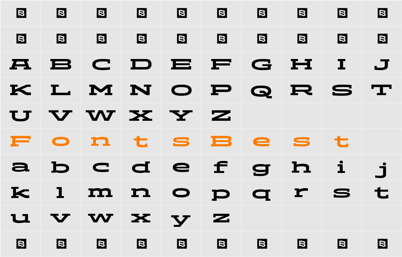 ADEROS TRIAL ExtBd Wide Character Map