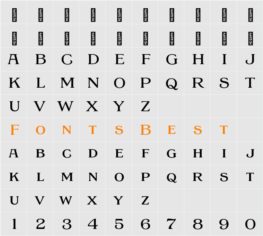 EFCO Barnis Medium Character Map