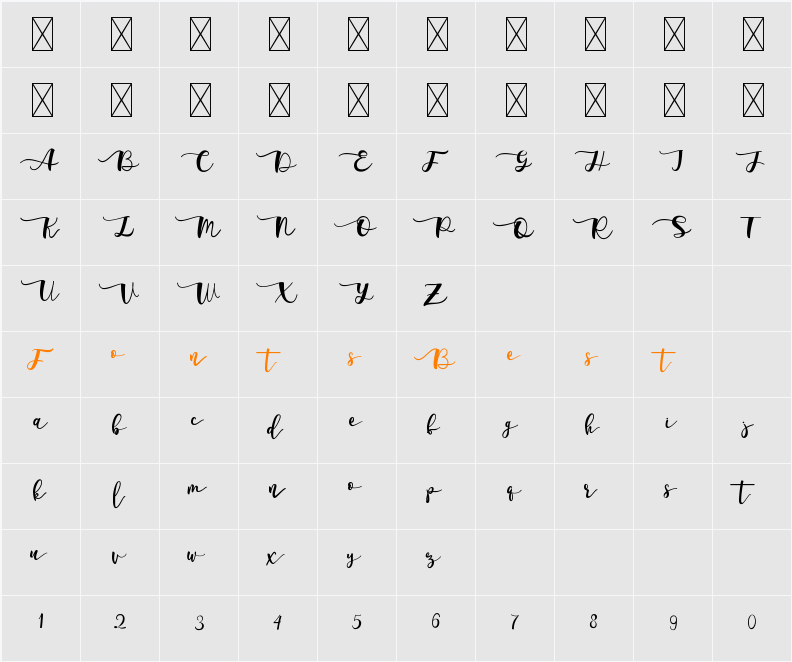 Adelarsio Character Map