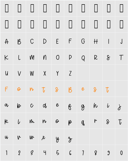 Farmhouse Display Character Map