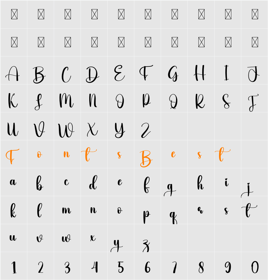Shine Character Map