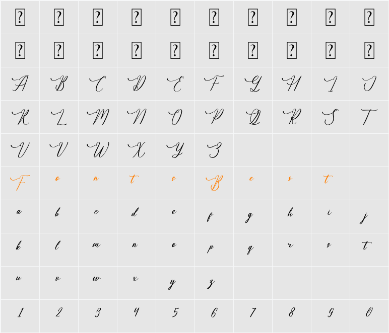 Bastimber Mofatega Character Map
