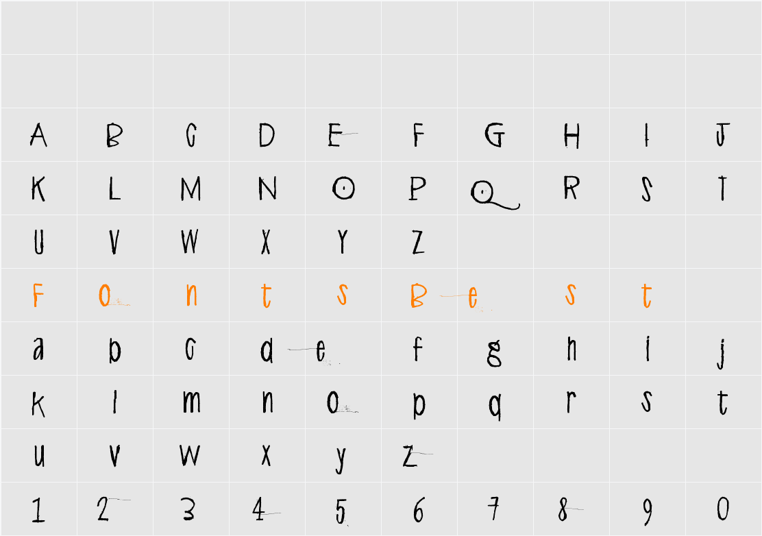 Alphabet Minus Eighty Line Character Map